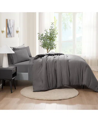 Kathy Ireland 7pc Waffle Textured Comforter Set In Gray
