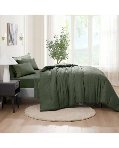 Kathy Ireland 7pc Waffle Textured Comforter Set In Green