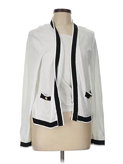 Pre-owned Kathy Ireland Cardigan Sweater In White
