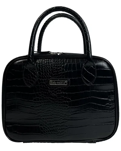 Kathy Ireland Croco Dome Lunch Tote In Black