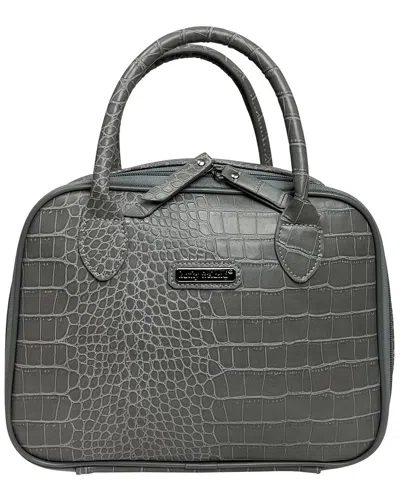 Kathy Ireland Croco Dome Lunch Tote In Silver