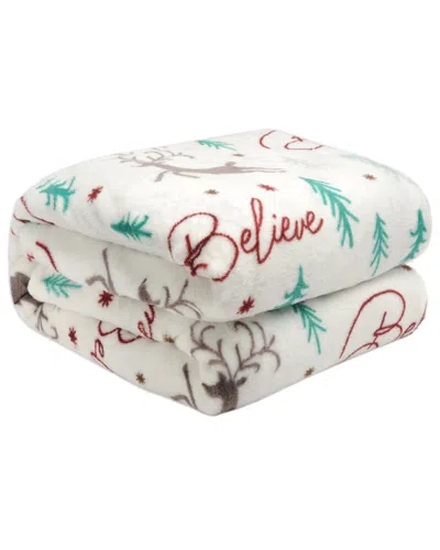 KATHY IRELAND KATHY IRELAND HOLIDAY PRINT PLUSH FLANNEL THROW BLANKET