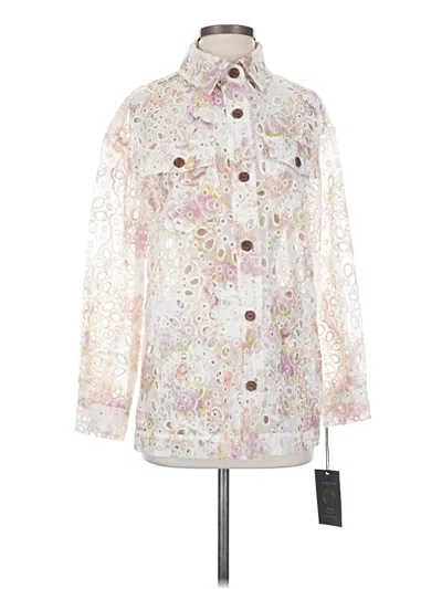 Kathy Ireland Long Sleeve Button Down Shirt In Ivory