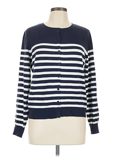 Pre-owned Kathy Ireland Long Sleeve Top Blue Crew Neck Tops