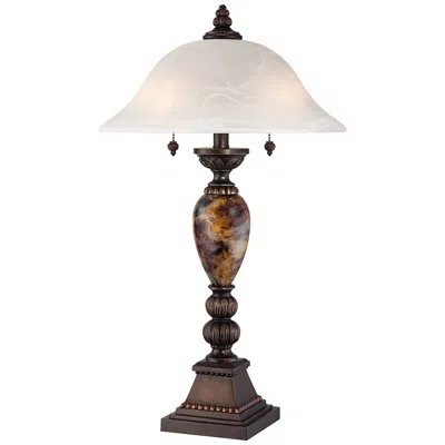 Kathy Ireland Mulholland 27" Faux Marble Alabaster Glass Table Lamp
