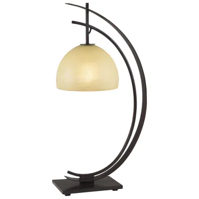 Kathy Ireland Orbit 28" Bronze Arc With Amber Glass Accent Table Lamp