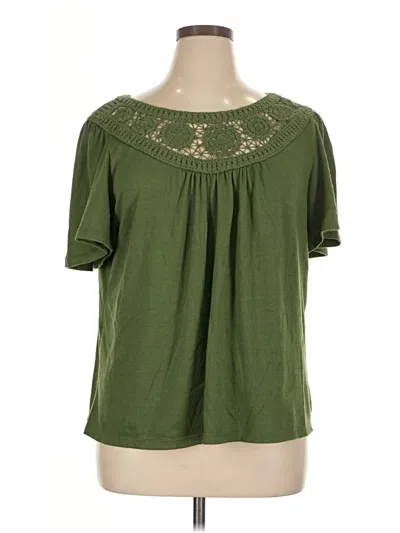 Pre-owned Kathy Ireland Short Sleeve Blouse In Green