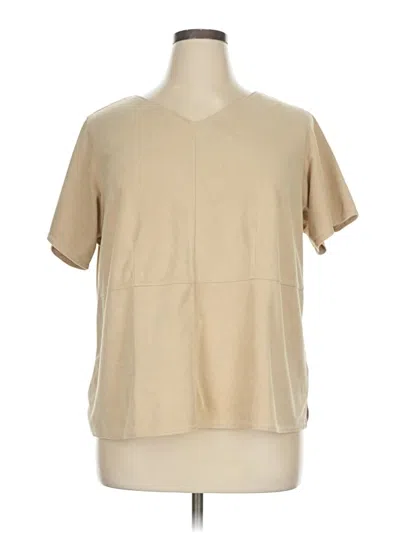 Pre-owned Kathy Ireland Short Sleeve Top Tan V-neck Tops
