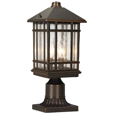 Kathy Ireland Sierra Craftsman 14" High Bronze Post Light With Pier Mount Adaptor