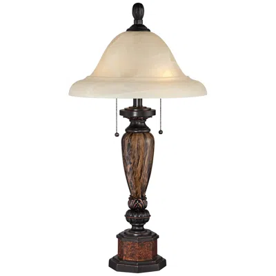 Kathy Ireland Sonnett 28" Traditional Bronze Alabaster Glass Lamp