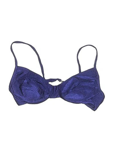 Pre-owned Kathy Ireland Swimsuit Top Blue Metallic Pattern Swimwear
