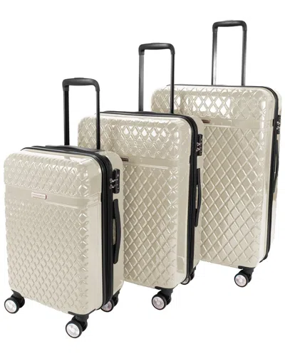 Kathy Ireland Yasmine 3-piece Hardside Luggage Set In Ivory