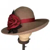 Kathy Jeanne Millinery Women's Wide Brim Cloche With Grosgrain Rose Hat In Beige In Brown