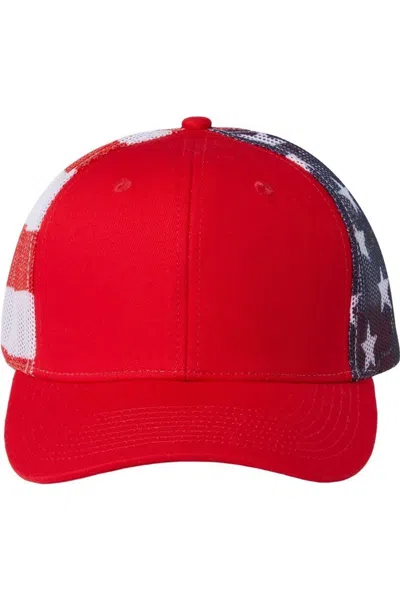 Kati Printed Mesh Trucker Cap In Red