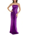 Katia Rae Emerald Sundae Juniors' Strapless Drape-back Satin Gown, Created For Macy's In Purple