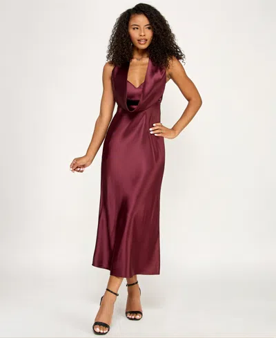 Katia Rae Junior's Tie-back Sleeveless Dress In Burgundy