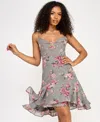 Katia Rae Juniors' Floral-print Cowlneck A-line Dress