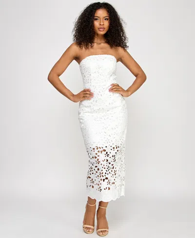 Katia Rae Juniors' Lace Eyelet Midi Dress