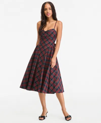 Katia Rae Juniors' Plaid Sweetheart Fit-and-flare Dress In Multi