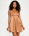 Katia Rae Juniors' Satin Sweetheart A-line Dress In Brown