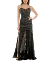 Katia Rae Juniors' Sleeveless Glitter Lace Illusion Gown, Created For Macy's In Black,nude