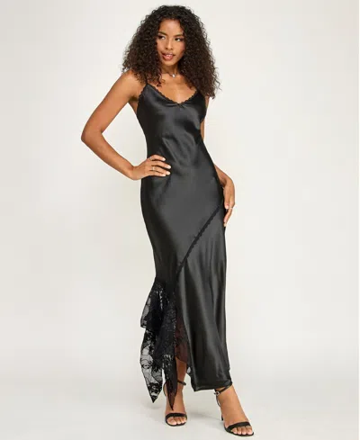 Katia Rae Juniors' Sleeveless V-neck Slip Dress In Black