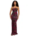Katia Rae Juniors' Strapless Long Floral Gown In Multi