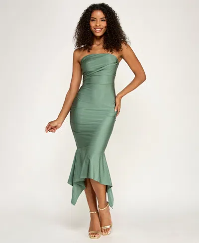Katia Rae Juniors' Strapless Mermaid Midi Dress In Green