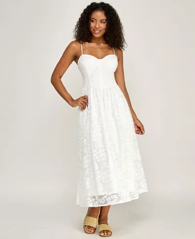 Katia Rae Juniors' Sweetheart Neck Midi Dress In White