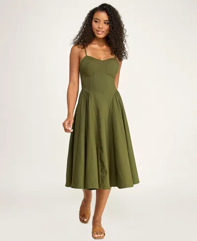 Katia Rae Juniors' Sweetheart-neck Bow-back Dress In Green