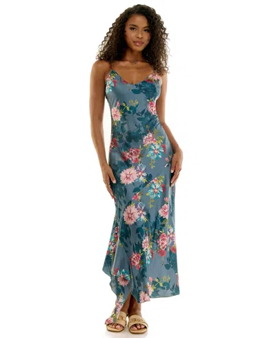 Katia Rae Juniors' V-neck Floral Midi Slip Dress In Multi