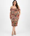 Katia Rae Trendy Plus Size Printed Midi Dress In Multi