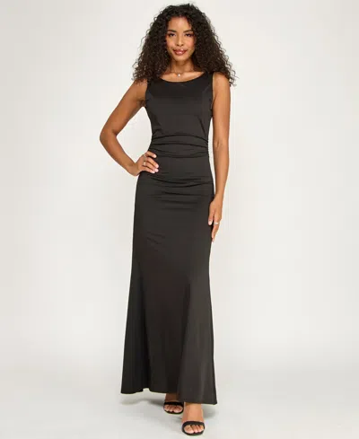 Katia Rae Women's Crewneck Pull-on Open Back Maxi Dress In Black