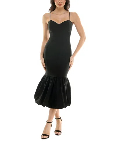 Katia Rae Women's Fitted Bubble-hem Midi Dress In Black