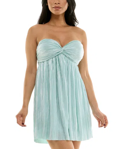 Katia Rae Women's Foil-knit Twist-front Lace-up-back Dress In Mint