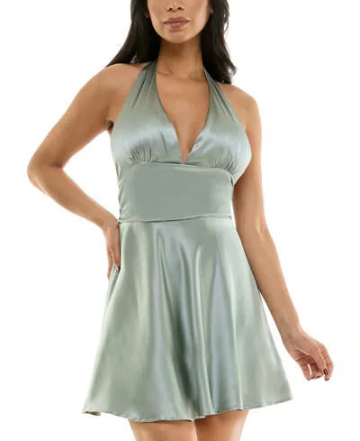 Katia Rae Women's Satin Halter Open-back Dress In Sage
