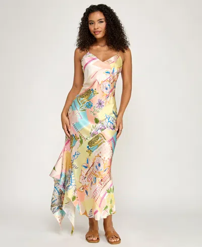 Katia Rae Women's V-neck Patchwork Midi Dress In Multi