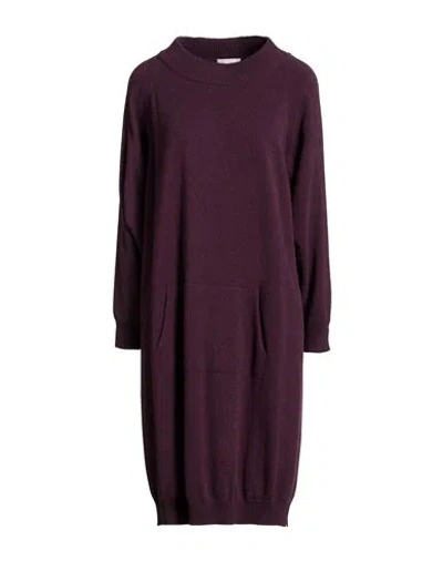 Katia Serafini Woman Mini Dress Plum Size 16 Merino Wool, Viscose, Cashmere In Purple