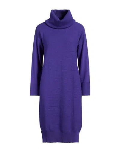 Katia Serafini Woman Mini Dress Purple Size 10 Merino Wool, Viscose, Cashmere In Blue