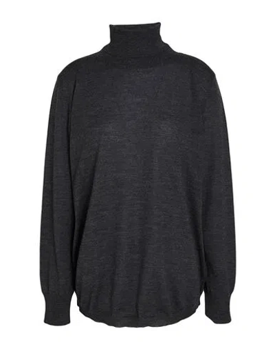 Katia Serafini Woman Turtleneck Charcoal Size 12 Wool, Silk, Cashmere In Gray