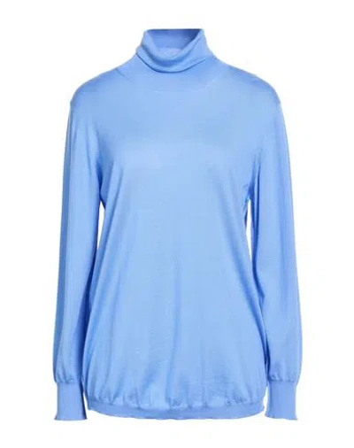 Katia Serafini Woman Turtleneck Light Blue Size 12 Wool, Silk, Cashmere