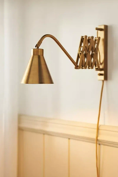 Katie Hodges Brass Accordion Sconce In Gold