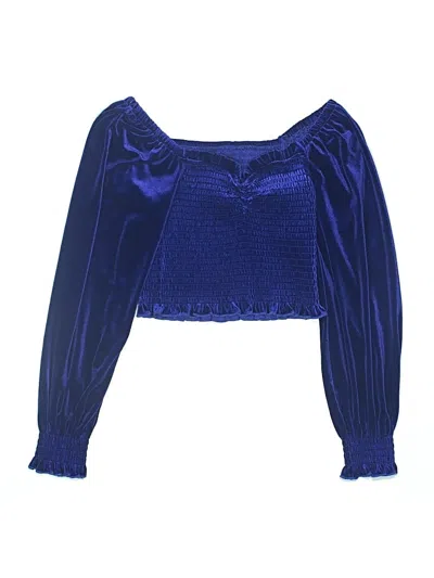 Pre-owned Katie J Nyc Kids' Long Sleeve Blouse In Blue