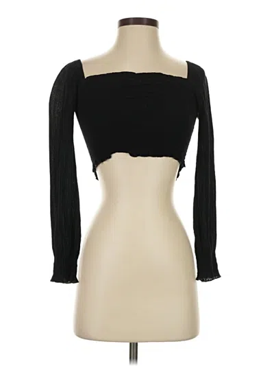 Pre-owned Katie J Nyc Long Sleeve Top Black Sweetheart Neckline Tops