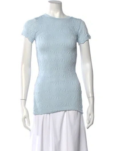 Pre-owned Katie J Nyc Patterned Crew Neck Top In Blue