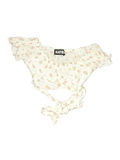 Pre-owned Katie J Nyc Kids' Short Sleeve Blouse In White