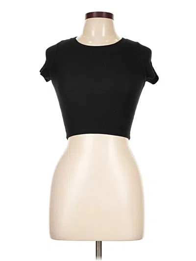 Pre-owned Katie J Nyc Short Sleeve Top Black Keyhole Neckline Tops