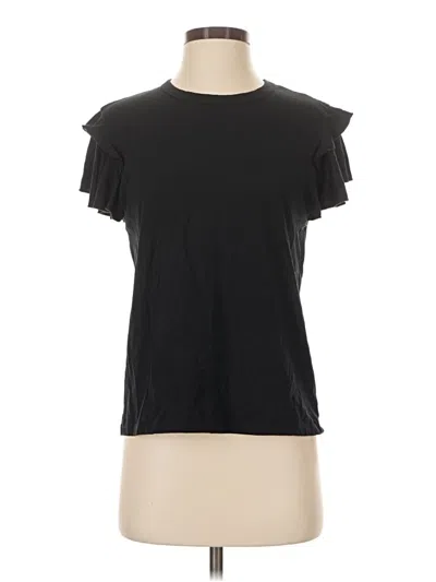 Pre-owned Katie J Nyc Short Sleeve Top Black Ruffles Neckline Tops