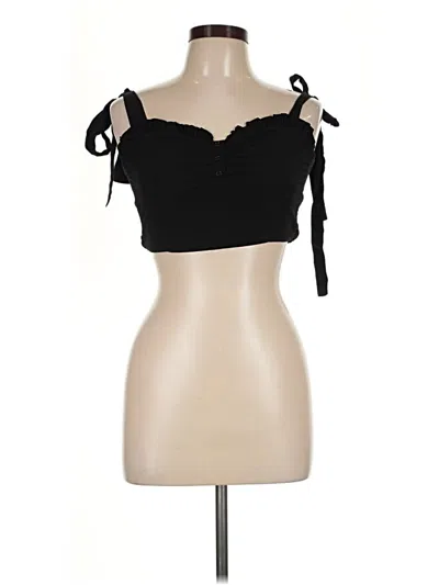Pre-owned Katie J Nyc Short Sleeve Top Black Strapless Neckline Tops