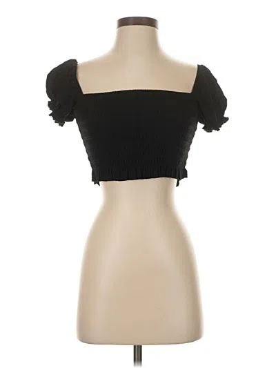 Pre-owned Katie J Nyc Short Sleeve Top Black Sweetheart Neckline Tops